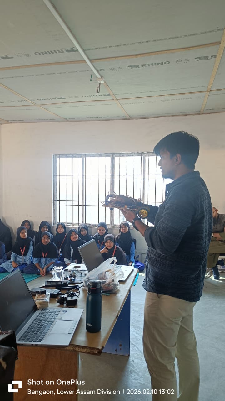 CODE AI instructor delivering a robotics session in a classroom